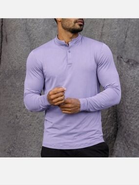Mantra Catalyst Long Sleeve Henley Signature Polo Shirt Misty Purple Sz XL